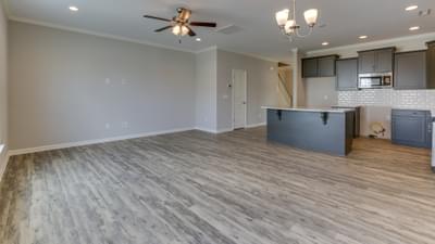 Great Room & Kitchen. 1,822sf New Home in Raleigh, NC